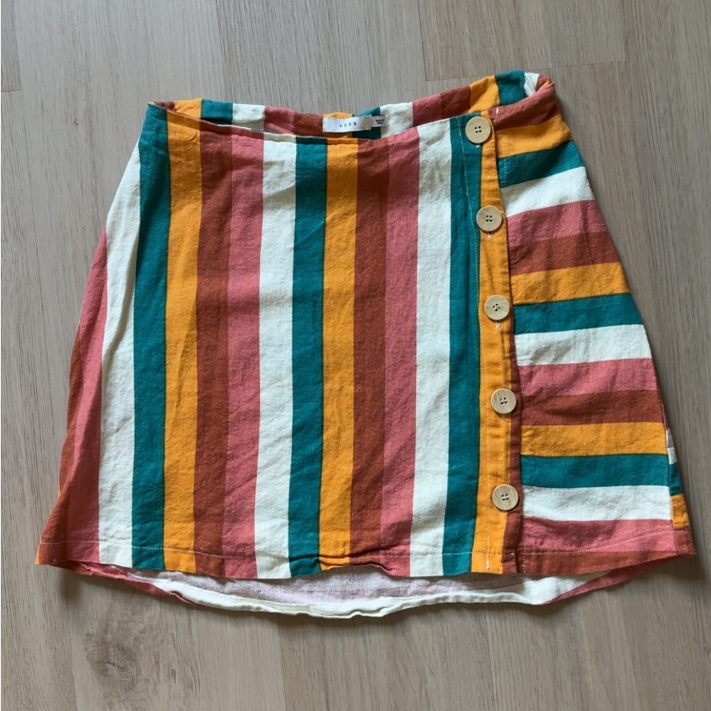 Striped Multicolor Button-Front Skirt by Lush NWOT